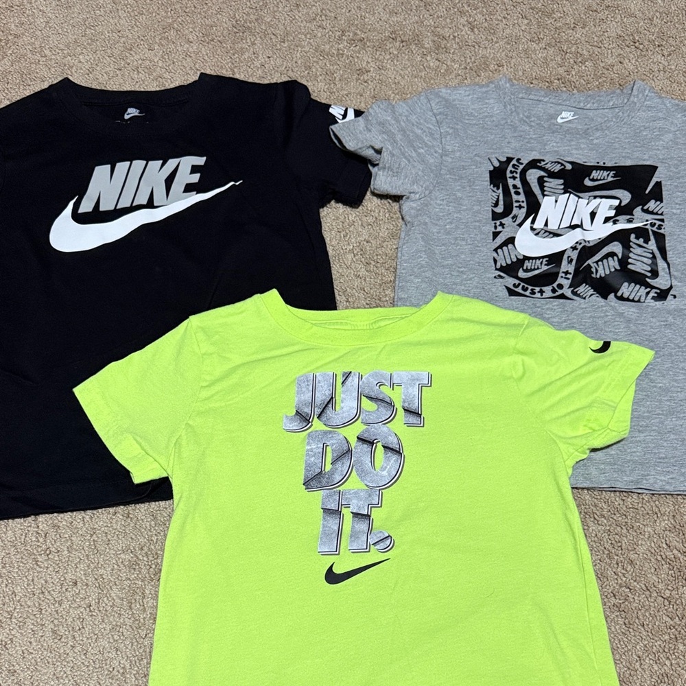 Nike Kids Short-Sleeve Tee Trio - Black, Gray & Neon Green